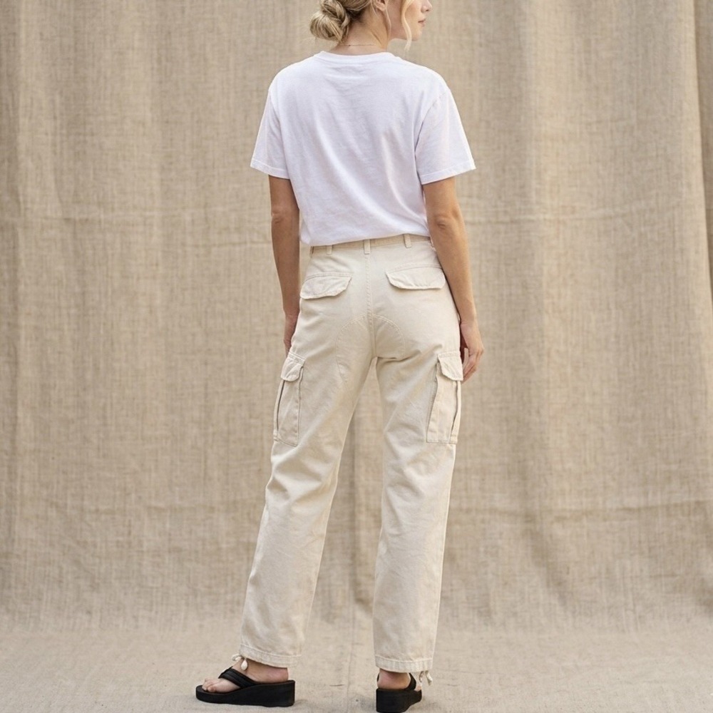 Brandy Melville John Galt Women's Utility Cargo Pants Ivory Casual Size Small